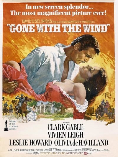 Gone With The Wind Movie Poster - Classic Hollywood Film Movie Poster | Film Wall Art Print