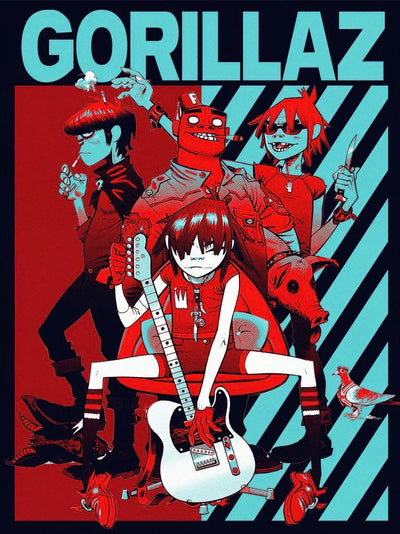 Gorillaz Band Poster | Virtual Music Group Art Print Movie Poster | Film Wall Art Print