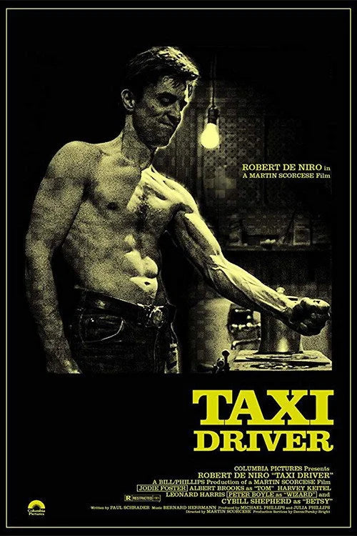 Gritty Taxi Driver 1976 Poster: Iconic Crime Drama Art - Premium Movie Poster