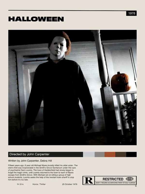 Halloween Minimalist Movie Poster - Modern Horror Art Print Movie Poster | Film Wall Art Print