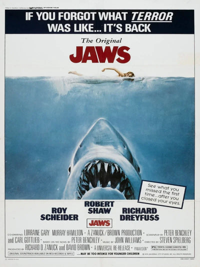 Jaws Movie Poster - Iconic 1975 Spielberg Thriller Art Movie Poster | Film Wall Art Print