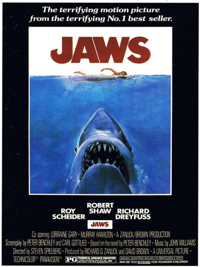 Jaws Movie Poster - Classic 1975 Spielberg Thriller Art Movie Poster | Film Wall Art Print