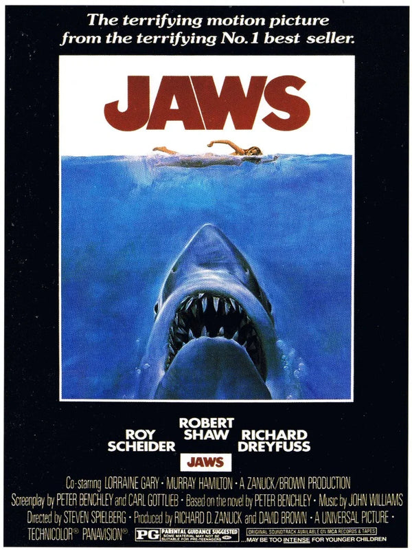 Jaws Movie Poster - Classic 1975 Spielberg Thriller Art Movie Poster | Film Wall Art Print