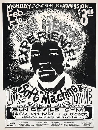 Jimi Hendrix Experience Live Tempe Arizona 1968 Poster Movie Poster | Film Wall Art Print