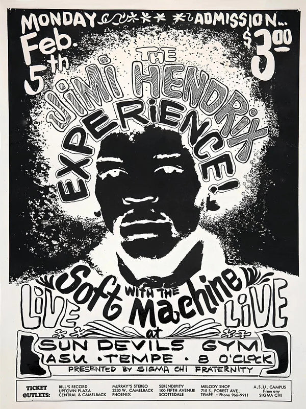Jimi Hendrix Experience Live Tempe Arizona 1968 Poster Movie Poster | Film Wall Art Print