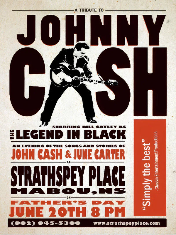 Johnny Cash at Strathspey Place - Iconic Concert Poster Art Movie Poster | Film Wall Art Print