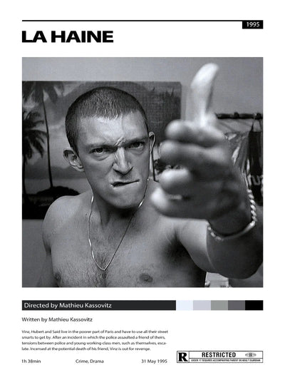 La Haine Minimalist Movie Poster Art | French Cinema Movie Poster | Film Wall Art Print