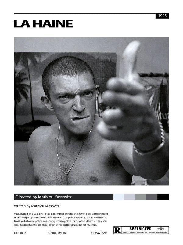 La Haine Minimalist Movie Poster Art | French Cinema Movie Poster | Film Wall Art Print