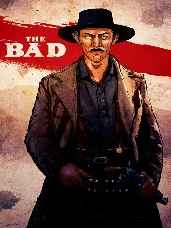 Lee Van Cleef The Bad Movie Poster - Vintage Western{ Movie Poster | Film Wall Art Print
