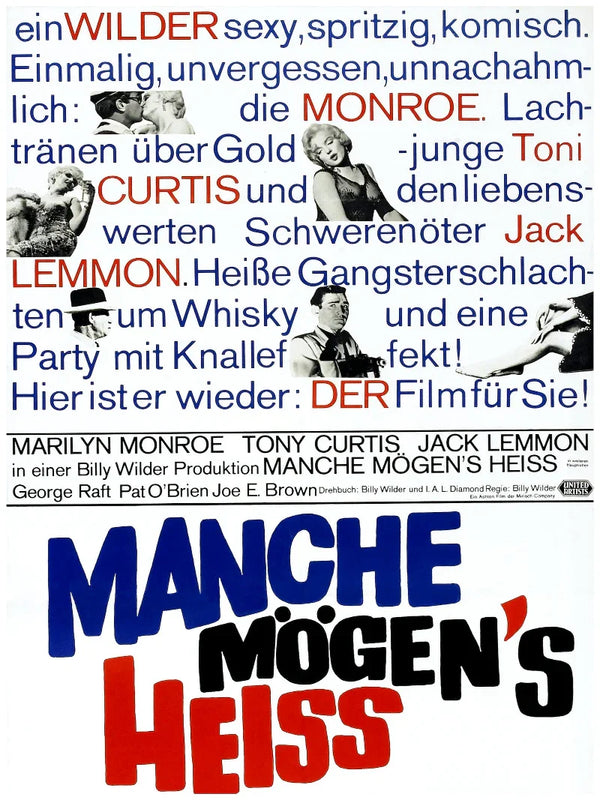Manche mögen's heiß - Klassischer Filmklassiker mit Marilyn Monroe Movie Poster | Film Wall Art Print
