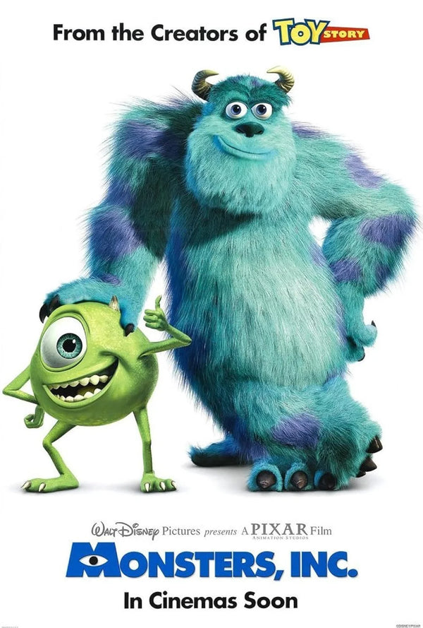 Monsters, Inc. Movie Poster - Pixar Animated Classic Movie Poster | Film Wall Art Print