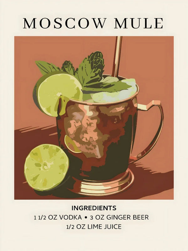 Moscow Mule Cocktail Wall Art - Vintage Bar Poster Print Movie Poster | Film Wall Art Print