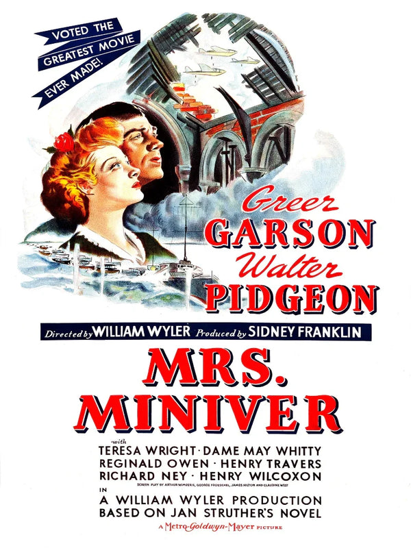 Mrs. Miniver Movie Poster - Classic 1942 WWII Drama Film Art Movie Poster | Film Wall Art Print