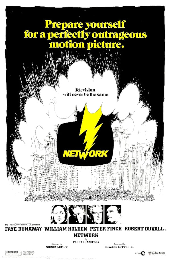Network Movie Poster - Classic 1976 Satirical Drama Film Movie Poster | Film Wall Art Print