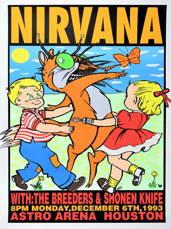 Nirvana Astro Arena Houston 1993 - Rare Concert Poster Movie Poster | Film Wall Art Print
