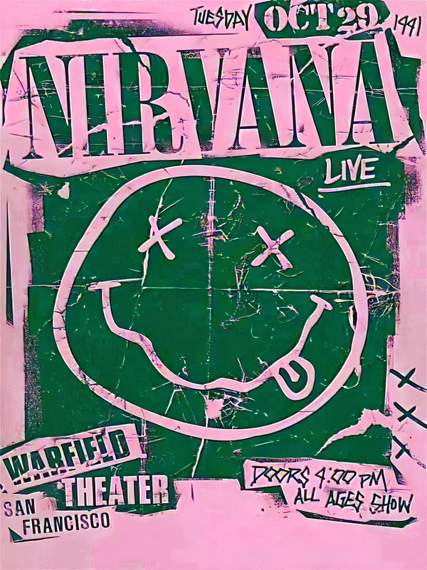 Nirvana Warfield Theatre San Francisco 1991 Concert Poster Movie Poster | Film Wall Art Print