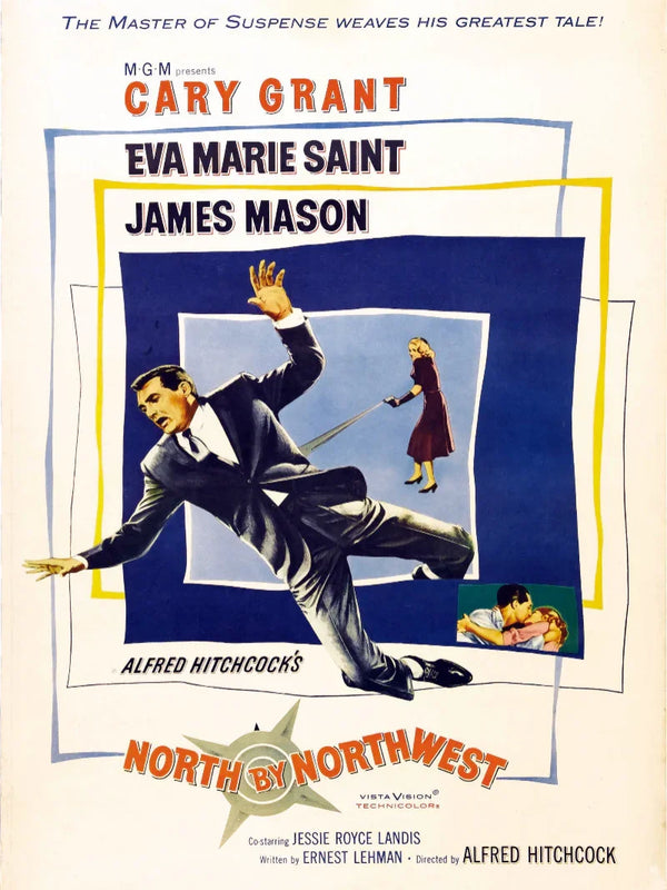 North By Northwest Movie Poster - Classic Hitchcock Thriller Art Movie Poster | Film Wall Art Print