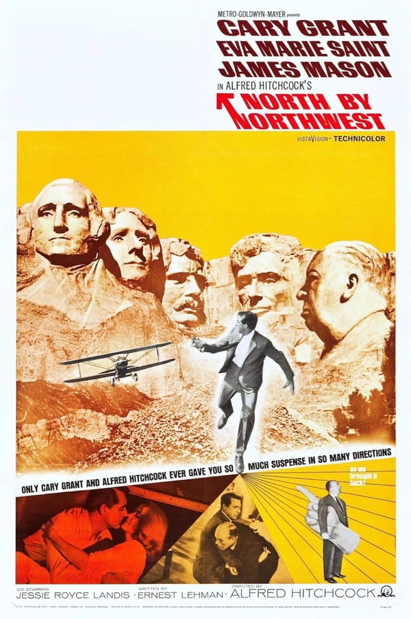 North by Northwest Movie Poster - Alfred Hitchcock Classic Movie Poster | Film Wall Art Print