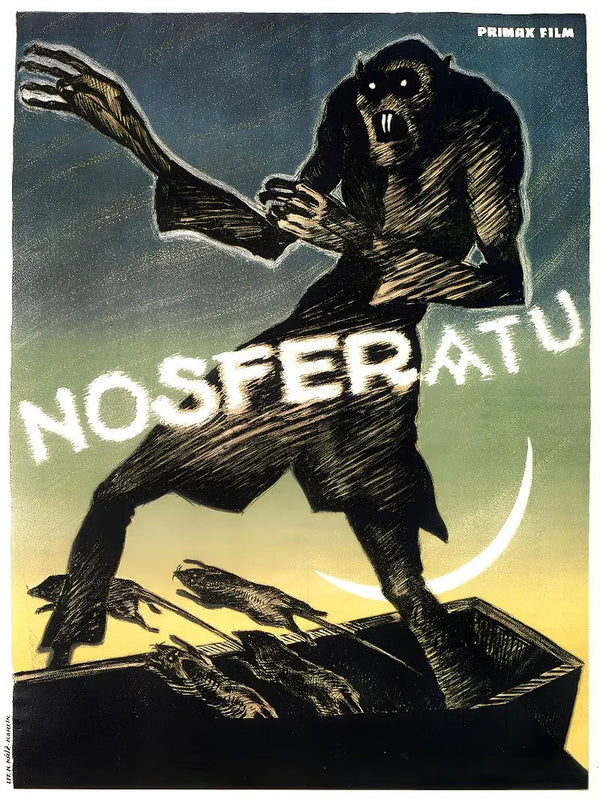 Nosferatu:```json
{ A Symphony of Horror - Classic Silent
   Movie Poster | Film Wall Art Print