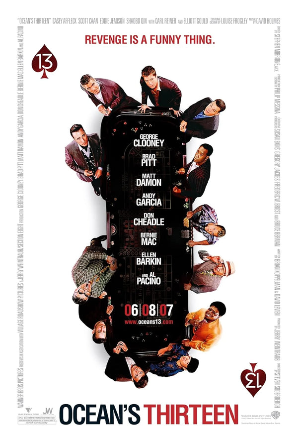 Ocean's Thirteen (2007) - Crime Thriller Movie Poster Movie Poster | Film Wall Art Print