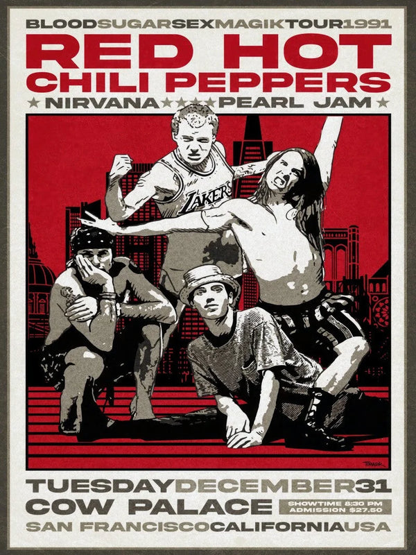 Red Hot Chili Peppers Cow Palace San Francisco Concert Poster Movie Poster | Film Wall Art Print