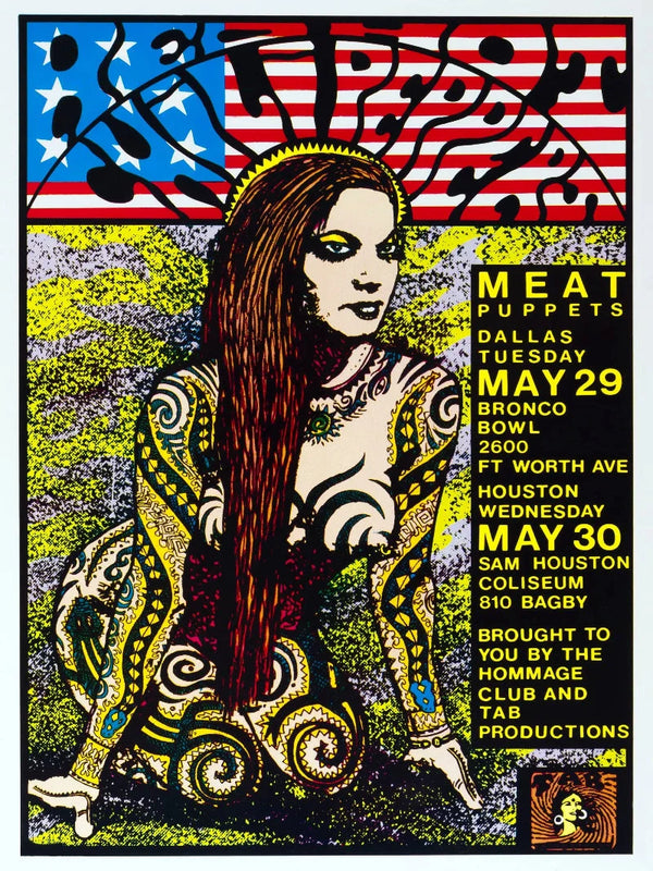 Red Hot Chili Peppers Meat Puppets Dallas Houston 1990 Tour Poster Movie Poster | Film Wall Art Print