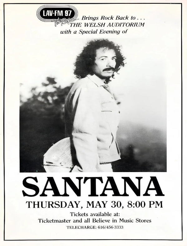 Santana Welsh Auditorium Grand Rapids MI 1985 Concert Poster Movie Poster | Film Wall Art Print