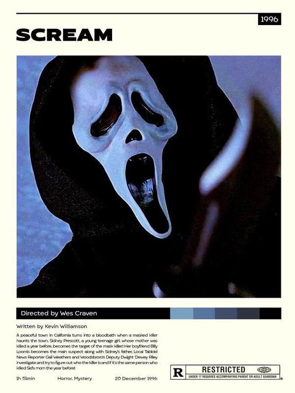 Scream Movie Poster - Minimalist Horror Art Print Movie Poster | Film Wall Art Print