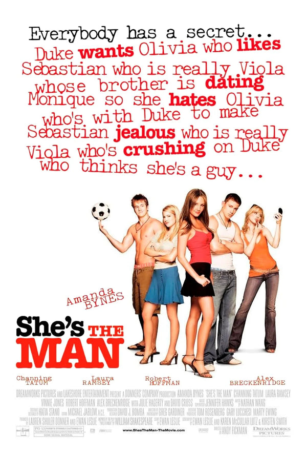 She's The Man (2006) - Hilarious Comedy, Romance, Sport Movie Poster Movie Poster | Film Wall Art Print