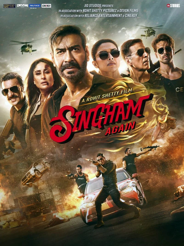 Singham Again Movie Poster - Bollywood Action Film Movie Poster | Film Wall Art Print