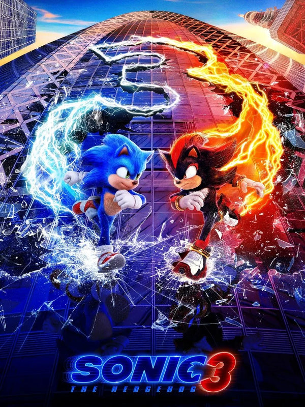 Sonic The Hedgehog 3 Movie Poster - Official Art{ Movie Poster | Film Wall Art Print