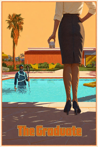 Step into 1967 with The Graduate Wall Poster - Premium Movie Poster