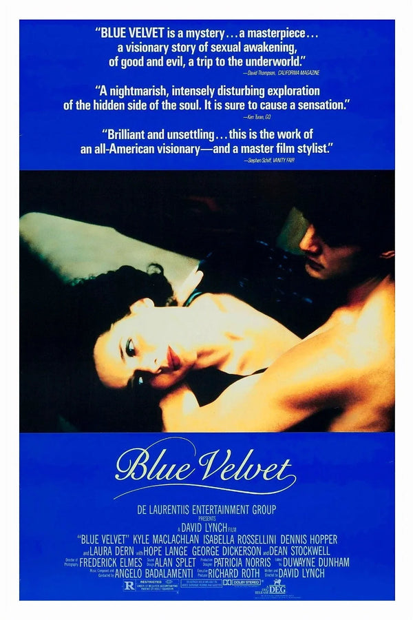 Step into the Lyrical Shadows of Blue Velvet (1986) – Crime Drama Poster - Premium Movie Poster