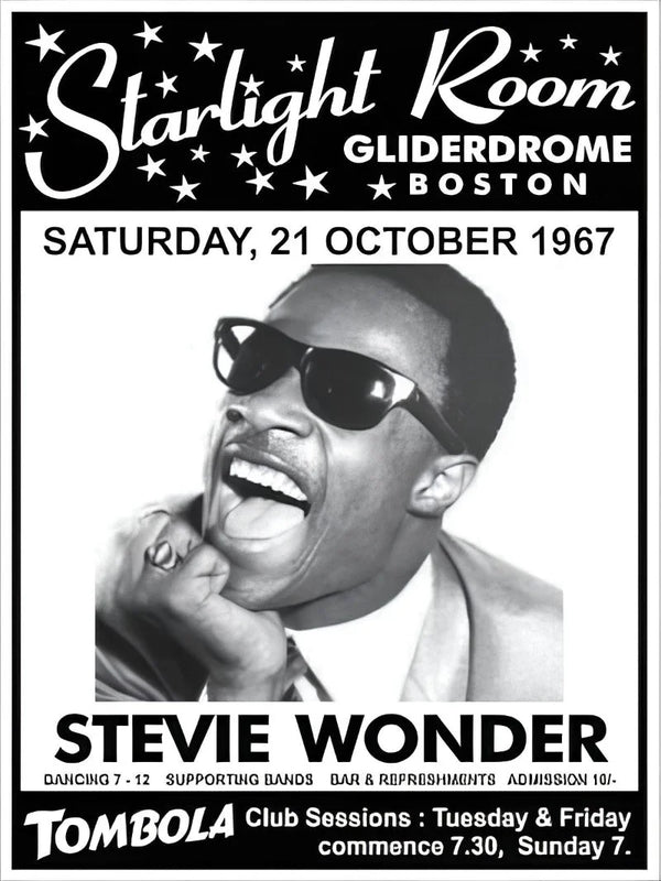 Steve Wonder at Starlight Room Gliderdrome Boston - Vintage Concert Poster Movie Poster | Film Wall Art Print