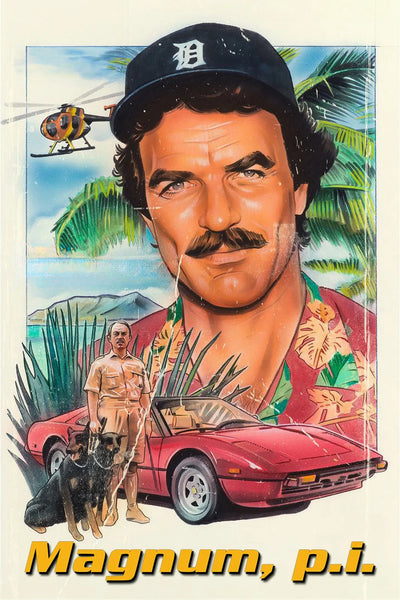 Stunning 1980 Magnum P.I. Action Poster – Own the Aloha Adventure - TV Series Poster