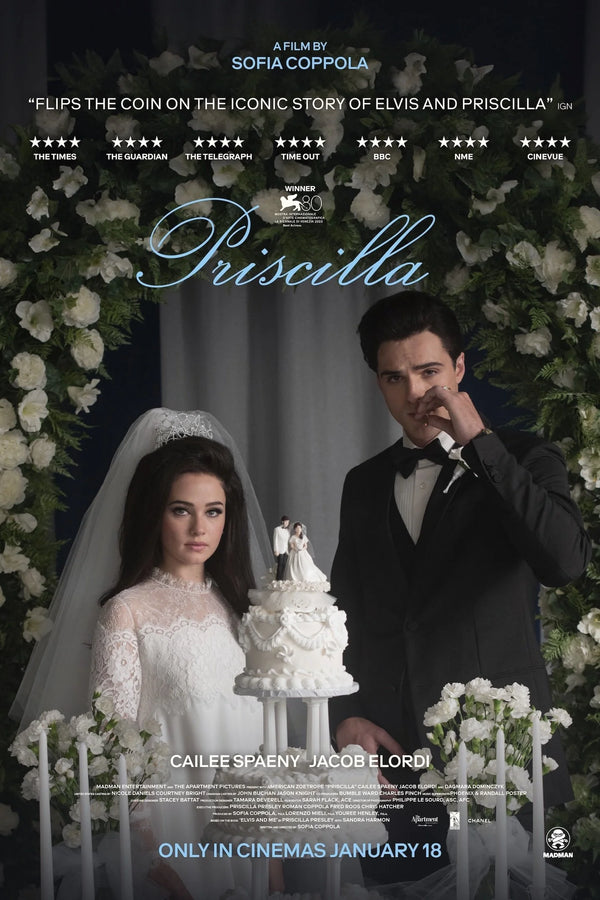 Stunning Priscilla (2023) Wall Art: Iconic Biopic Drama - Premium Movie Poster