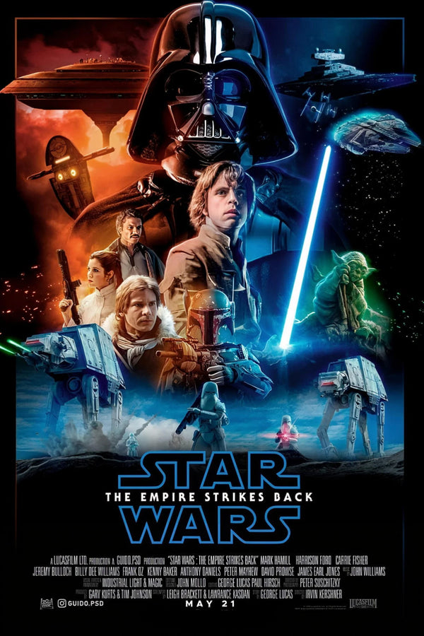 The Empire Strikes Back (1980) Classic Sci-Fi Poster - Premium Movie Poster