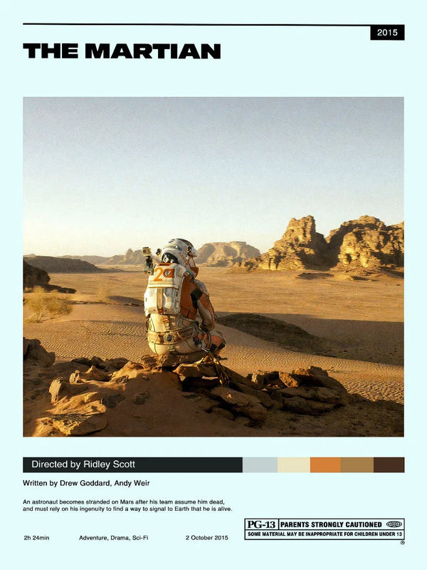 The Martian Minimalist Movie Poster - Sci-Fi Wall Art Movie Poster | Film Wall Art Print