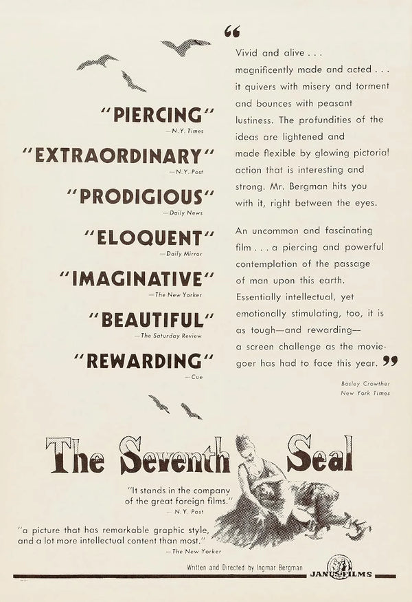 The Seventh Seal Movie Poster - Ingmar Bergman Classic Film Movie Poster | Film Wall Art Print