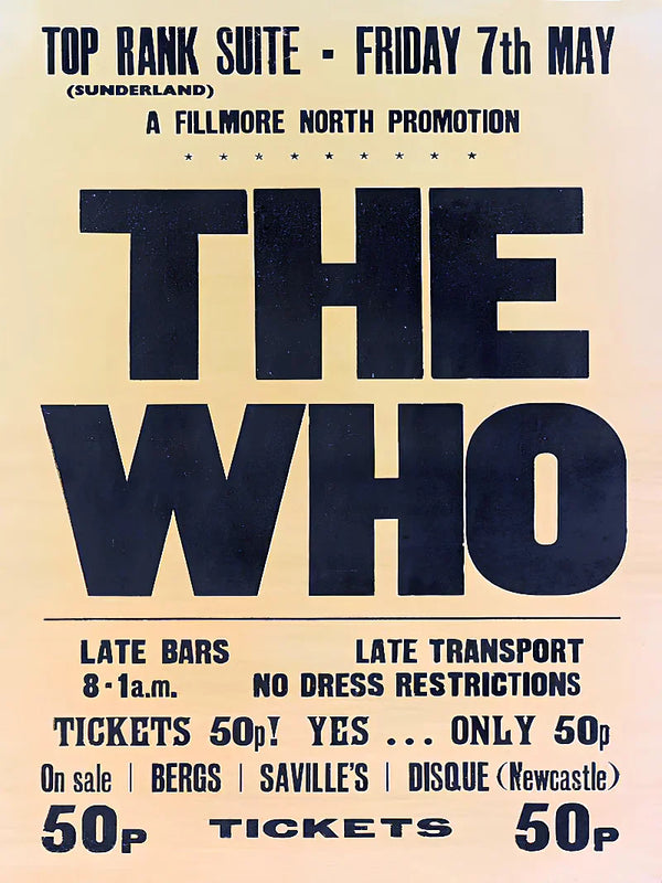 The Who at Top Rank Suite Sunderland 1971 - Vintage Concert Poster Movie Poster | Film Wall Art Print