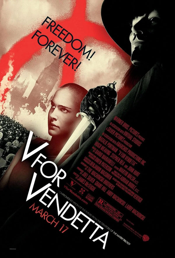 V for Vendetta Movie Poster - Iconic Guy Fawkes Mask Art Movie Poster | Film Wall Art Print